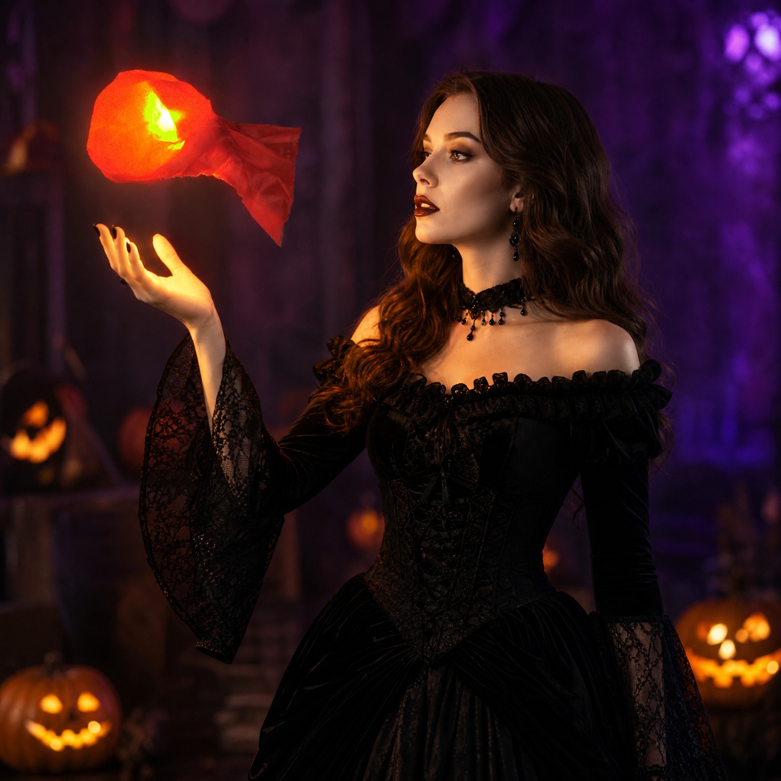 Halloween Hanging Floating Fir - Cosplay Fireball Prop ulasan dan harga